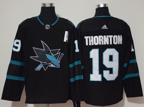 Adidas Men San Jose Sharks 19 Joe Thornton Black Alternate Authentic Stitched NHL Jersey